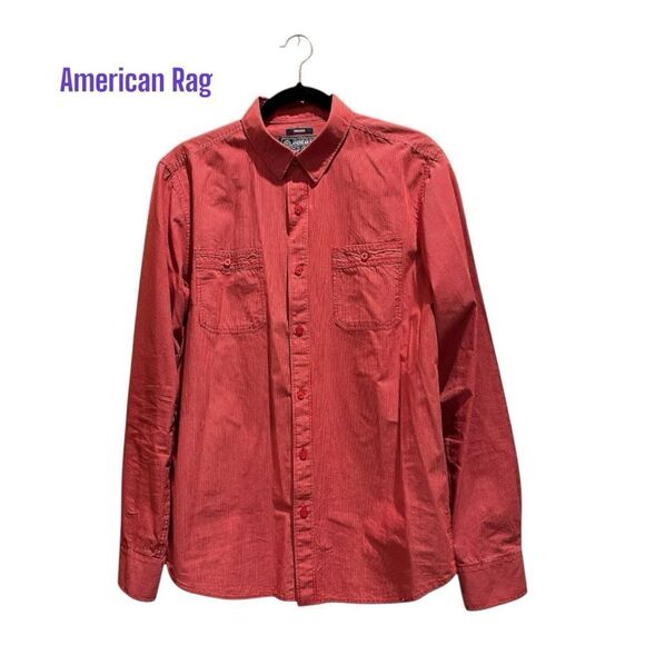 America Rag Red Casual Button Down Shirt with Long Sleeves medium like new - Picture 2 of 11